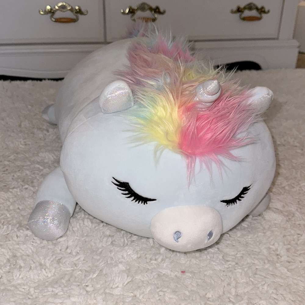 Squishmallow Laying Hug Mees “Hazel” The Blue Rainbow Unicorn 🩵🌈🦄
